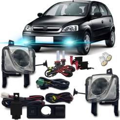 Kit Farol Milha Neblina Auxiliar Corsa Montana Meriva 2003 2004 05 06 07 08 A 2012 + Kit Xenon H3 8k