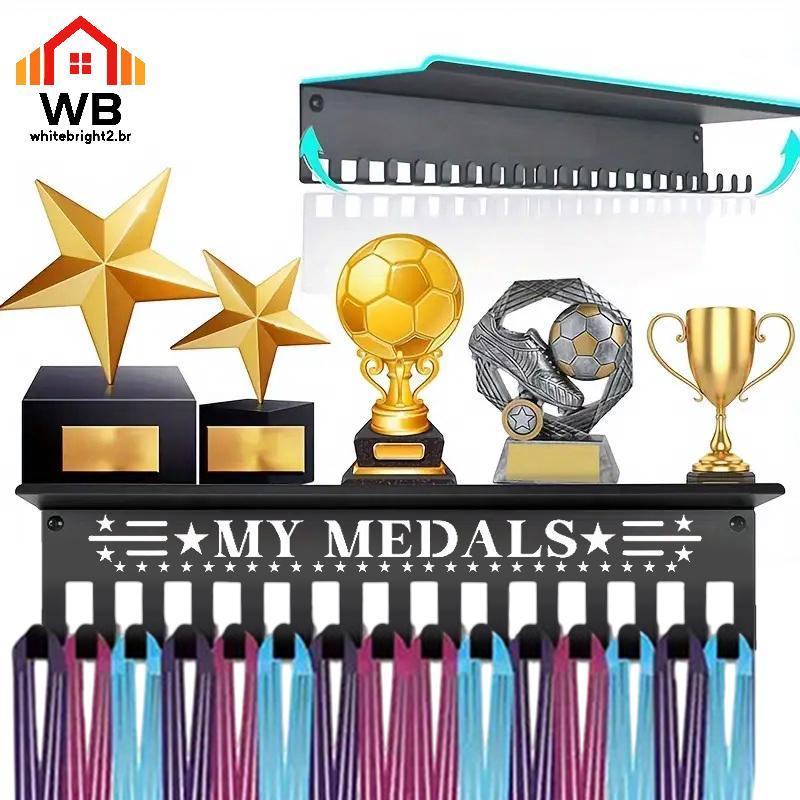 WBHG Heavy-Duty Metal Awards Troféu Display Stand Medalha Ganchos Organizador De Montagem Na Parede Suporte De Armazenam