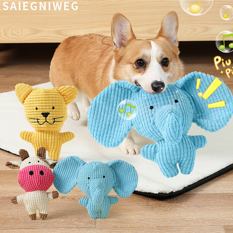 Brinquedo de pelúcia para animais de estimação, resistente a mordidas, brinquedo sonoro de pelúcia em forma de milho par