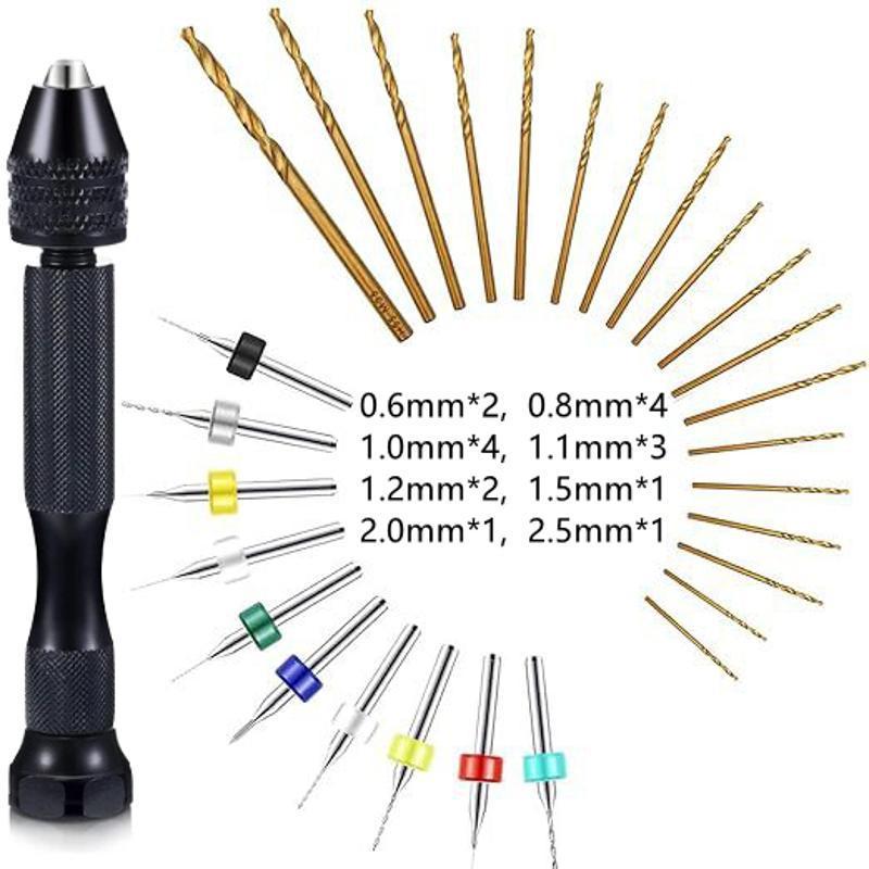 Conjunto de Brocas Mini com Alicate de Precisão |   Mini Furadeira Manual - Furadeira Manual de Bico Fino, Broca Mini pa
