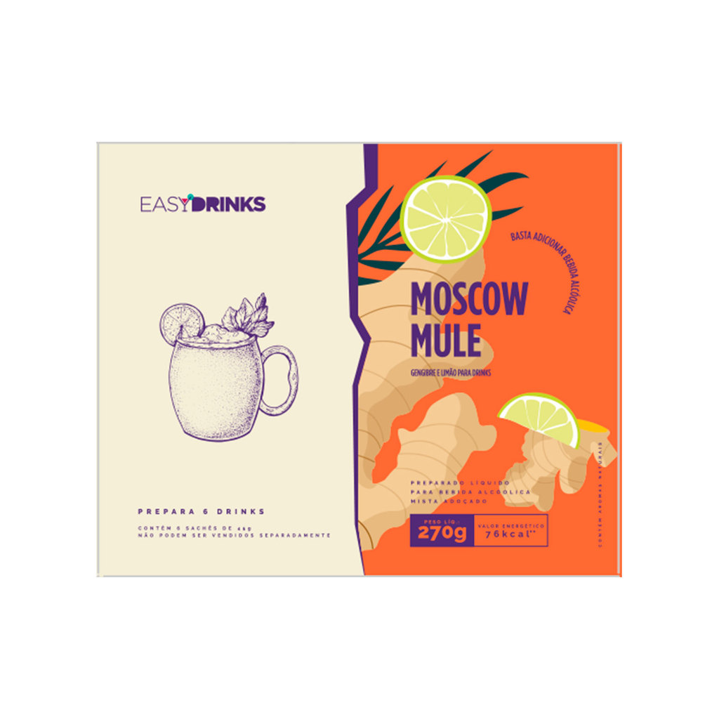 Base líquida Easy Drinks para Moscow Mule com 6 Sachês 270g
