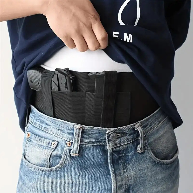 Coldre Abdominal Universal Oculto - Compatível com G-series, Luger, M&P Shield, Sig Sauer, Beretta, 1911 e Mais, para Mã