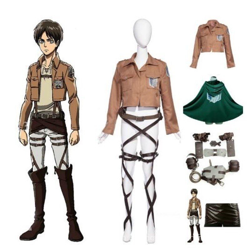 Fantasia de Cosplay de Attack on Titan Shingeki Kyojin Mikasa Ackerman Capa Cinto Corset Shorts Conjunto Completo 9FZE 4