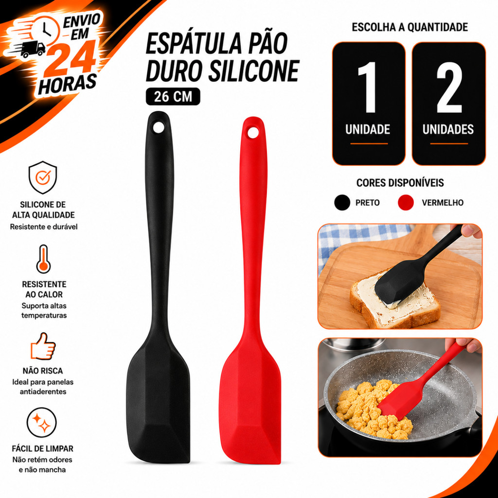 Espátula Pão Duro Grande De Silicone 26cm 1 ou 2 Livre BPA Culinaria Confeitaria Utensilio Cozinha