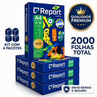 Kit 4 Pacotes de Papel Sulfite Report Folha Ofício Para Impressão A4  com 500 Folhas