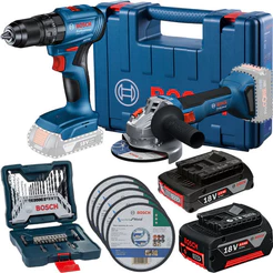 Kit Furadeira Gsb 185 Esmerilhadeira Gws 18v-8 E Brocas Bits