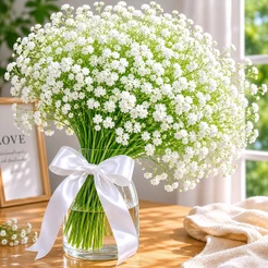 kit 5 Galho Gypsophila Artificial 62cm Branco - Decoração Casamentos e Festas
