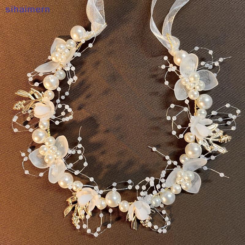 sihaimern Elegante Meninas Imitado Pérola Cabelo Cocar Bebê Flor Grinalda Guirlanda Cabeça Argola De Casamento BR