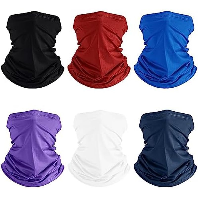 Geyoga 6 Peças Verão Proteção UV Resfriamento Pescoço Gaiter Rosto Roupas Máscara Cachecol Protetor Solar Respirável Ban