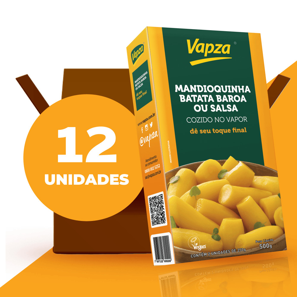 Kit com 12 Mandioquinhas Cozidas no Vapor 500G Vapza