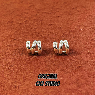 CICI STUDIO Brincos de prata metálica com Design de nicho de agulha de prata multicírculo estilo legal ins brincos de pl