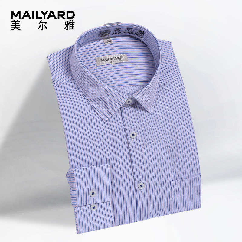 MAILYARD/MAILYARD Camisa masculina de manga comprida de algodão puro empresarial Slim Fit camisa masculina sem ferro lis
