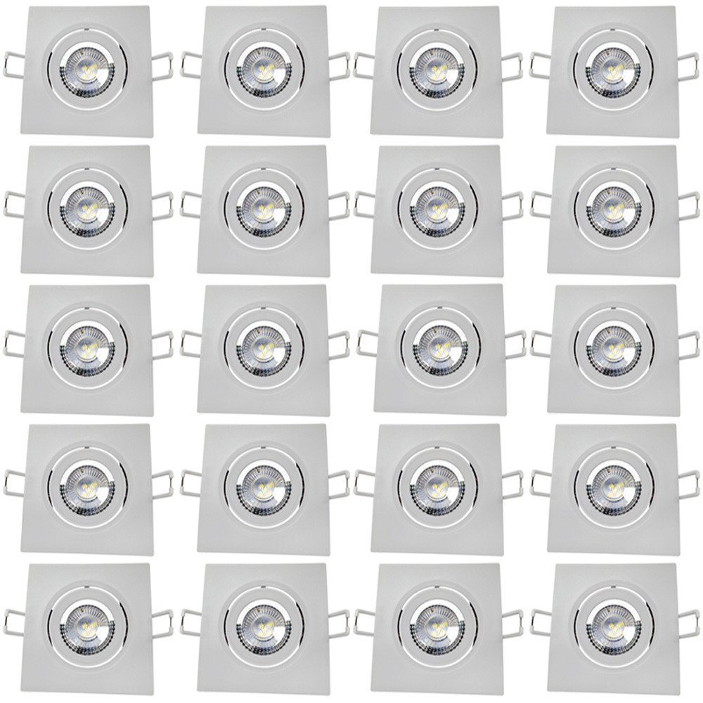 Kit 20 Luminaria Spot Quadrado Embutir 5W Luz Direcionavel Branco Frio 6500K 127v 220v Avant em Oferta na Shopee