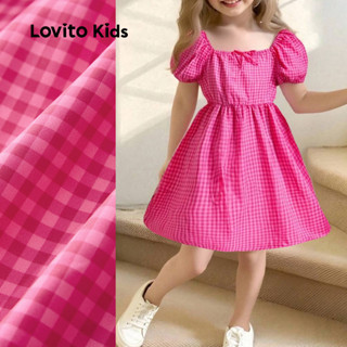 Lovito Kids Vestido Casual de Renda com Amarração Primavera/verão para Menina Vermelho Rosado L148ED100 em Oferta na Shopee