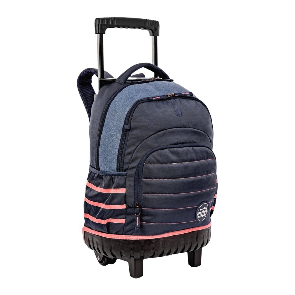 Mochila rodinha Paul Frank World Azul Jeans Oficial