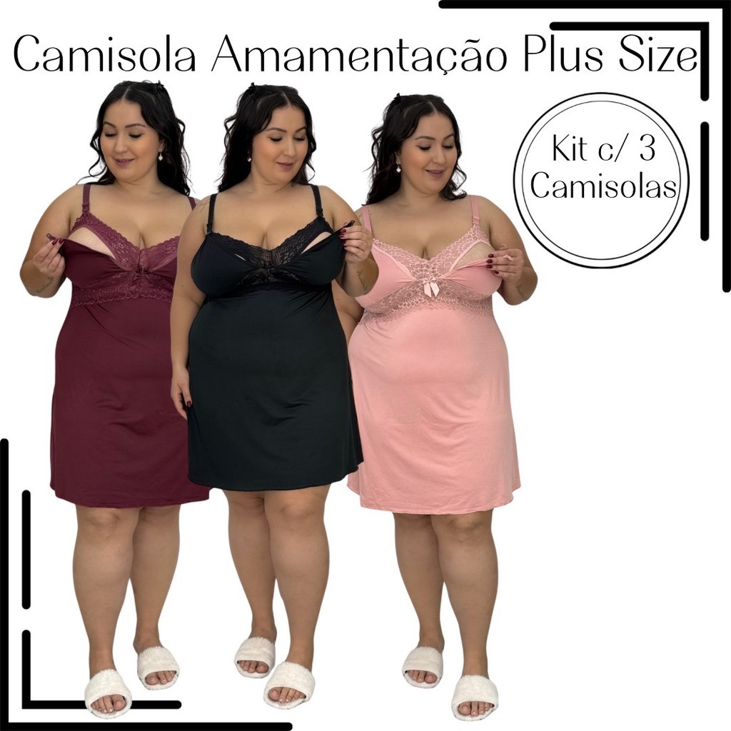 Kit 3 Camisolas Plus Size 48 50 52 Cristina
