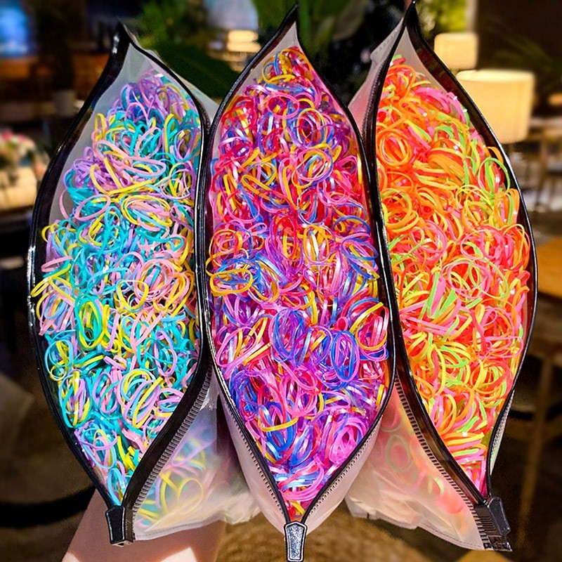 Kit 500/2000 Peças Bolsa Elástico De Cabelo Feminino Descartável Multicolorido em Oferta na Shopee