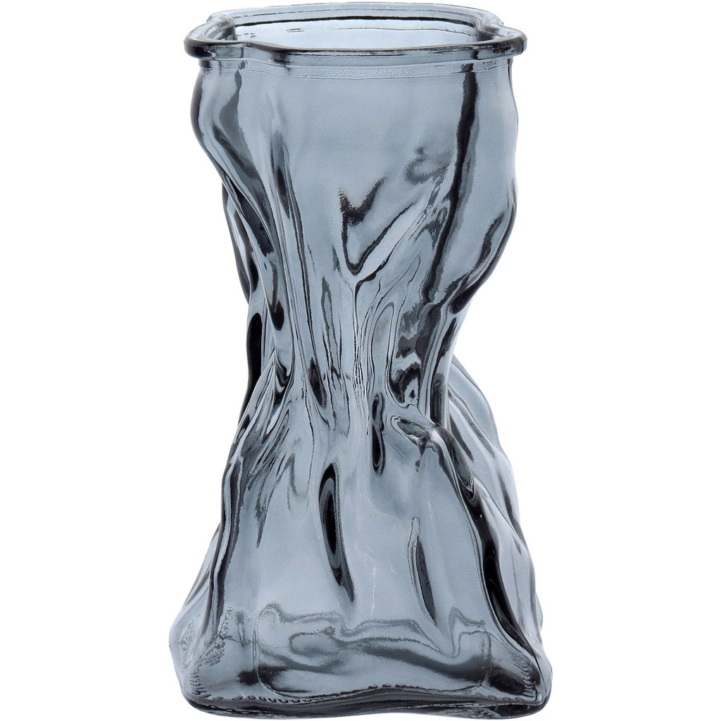 VASO DECORATIVO ENFEITE PLANTA AMASSADO VIDRO 17x7x9cm FUME em Oferta na Shopee