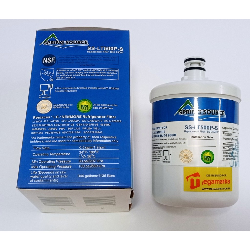 REFIL FILTRO PARA REFRIGERADOR GELADEIRA SIDE BY SIDE LG GLG-1 LT500P SPRING SOURCE