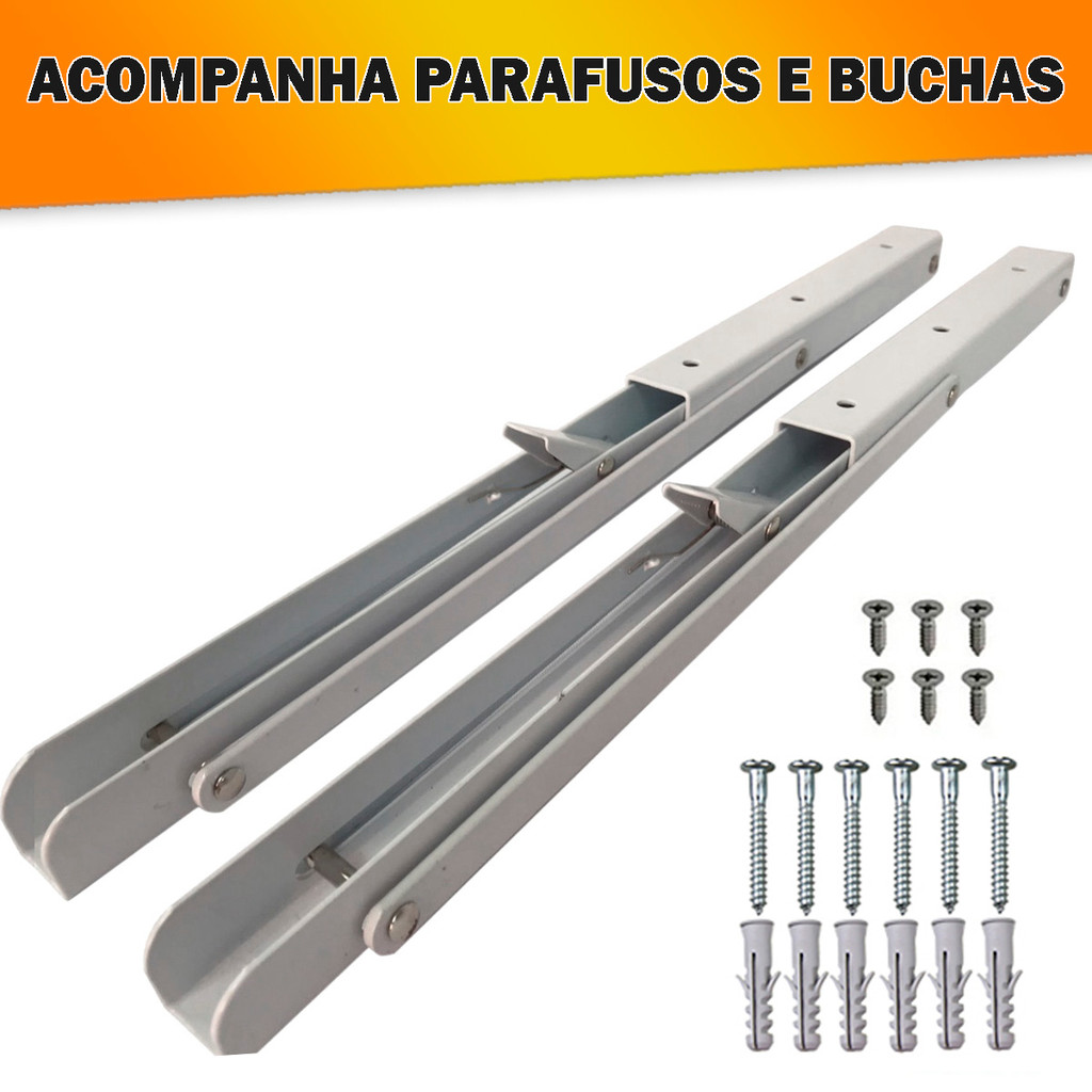 Kit 2 Suportes Mão Francesa Cantoneira Dobrável Retrátil Reforçada Prateleira Mesa 40cm