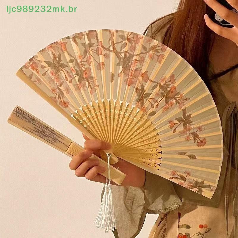 [MYBR] Ventilador Portátil Dobrável De Mão , Novo Estilo Chinês , Adereços De Dança , Leque Retrô De Concha , Mulher , H