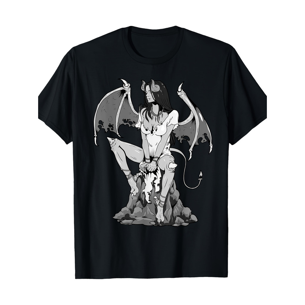 Camiseta Unissex Premium Plus size Anjo Satânico Gótico Básica Oversized 100% Algodão Confecção Própria 1
