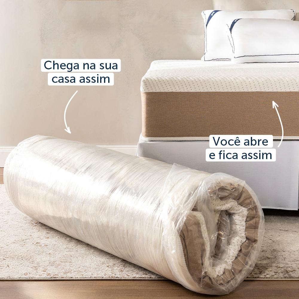 Colchão Solteiro Guldi Comfort com Massageador Quântico Molas Ensacadas (30x88x188) Branco e Bege em Oferta na Shopee