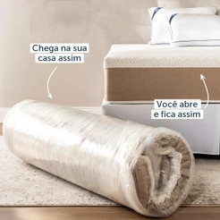 Colchão Solteiro Guldi Comfort com Massageador Quântico Molas Ensacadas (30x88x188) Branco e Bege