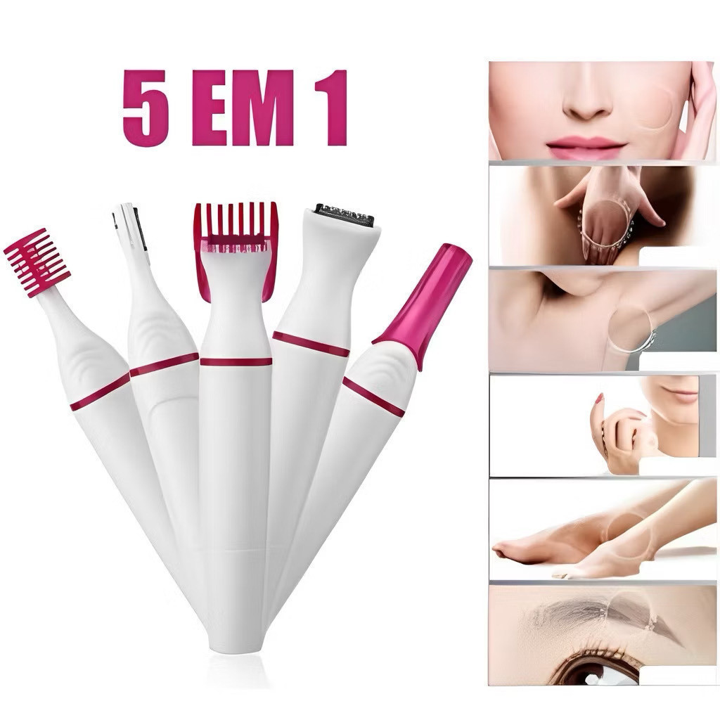 Aparador Cortador Depilador Feminino 5 em 1 de Pelos Sobrancelhas e Intimo novete