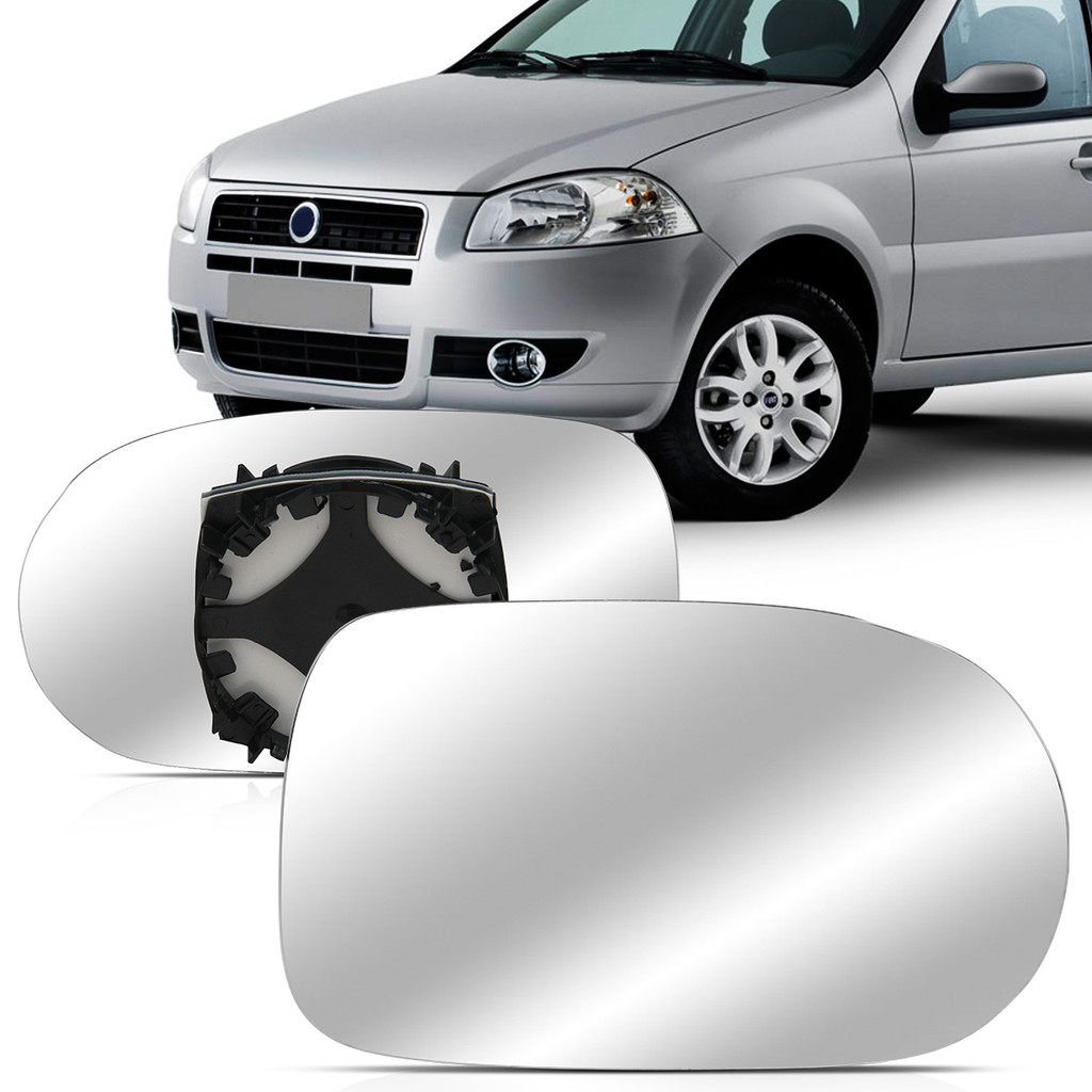 Lente Espelho Retrovisor Com Placa Palio Fire 2011 2012 2013 2014 2015 2016 2017