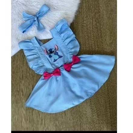 Romper bebê, salopete infantil, jardineira bebê menina, mesversário, body Stitch Angel, fantasia bebê, look temático fof