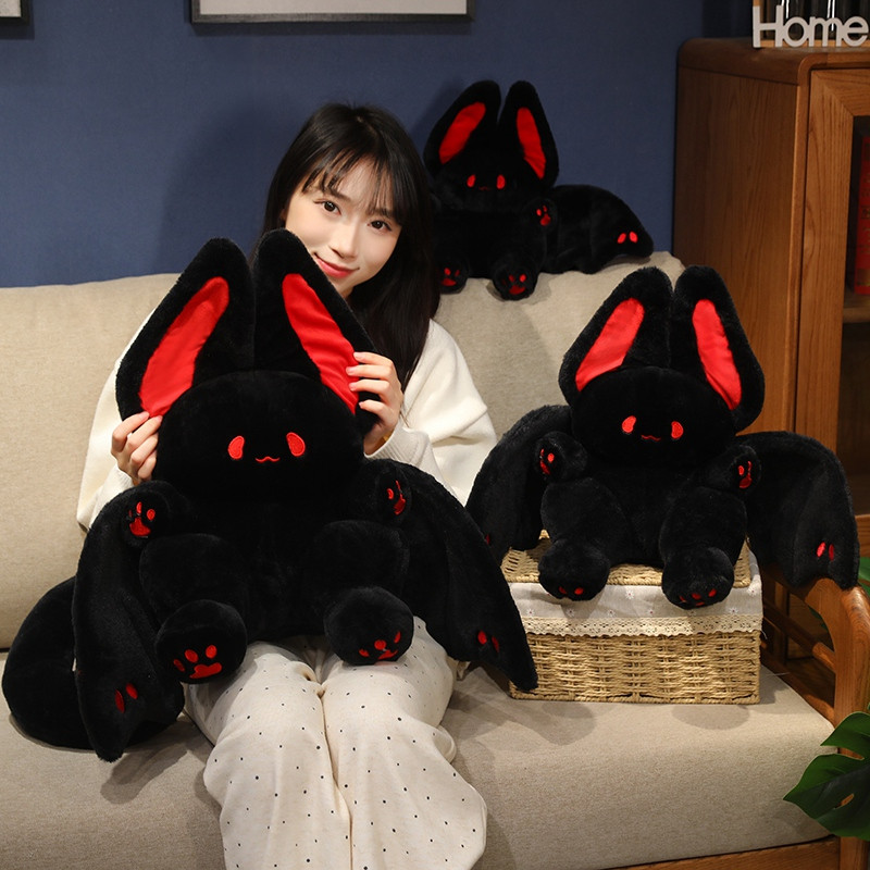 JAMXUN 45cm Adorável Morcego Brinquedo De Pelúcia Voador Coelho Plushie Cauda Longa Rosa & Preto Bonecas Presentes De An
