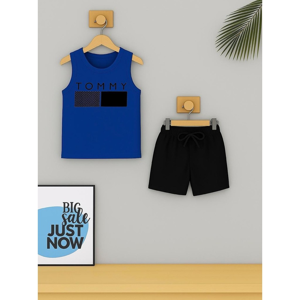 Conjunto Infantil Camiseta Cavada e Bermuda TMY NOVO Regata Roupa Criança Masculino Verão