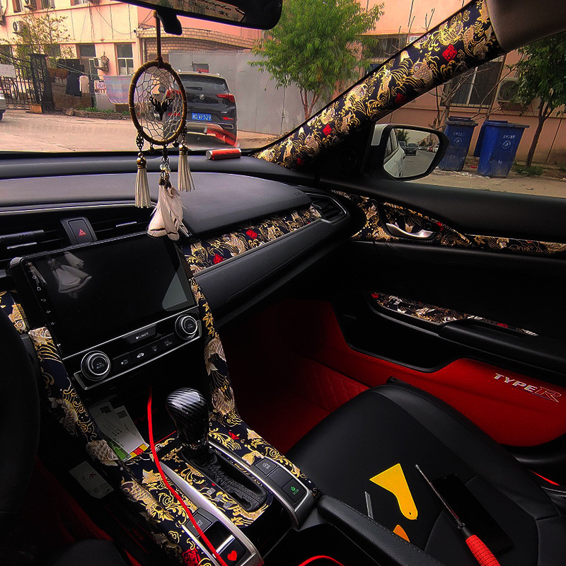 Tecido Autoadesivo Para Interior Do Carro-Adesivos De Pilar ABC Estilo JDM Folha De Ouro Quente Decalques De Vinil Tendê