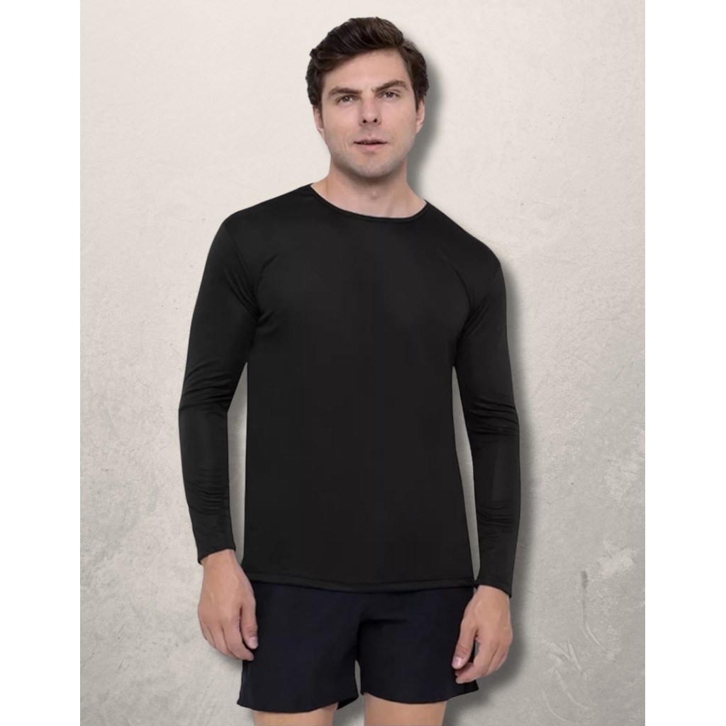 Camisa Segunda Pele Manga Longa Dry Camiseta Termica Proteção Solar UV50+ Praia Corrida Bike Treino