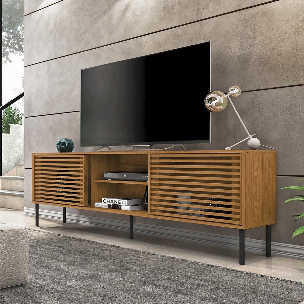 Bancada Rack TV até 70 Polegadas  New Frizz  Marrom Caemmun em Oferta na Shopee