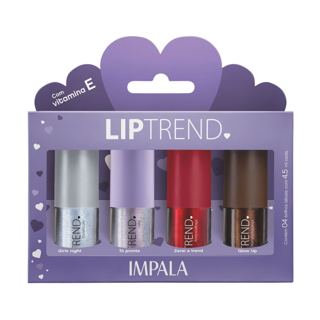Kit 4 Brilhos Labiais Gloss Lip Trend Coleção Pov Impala