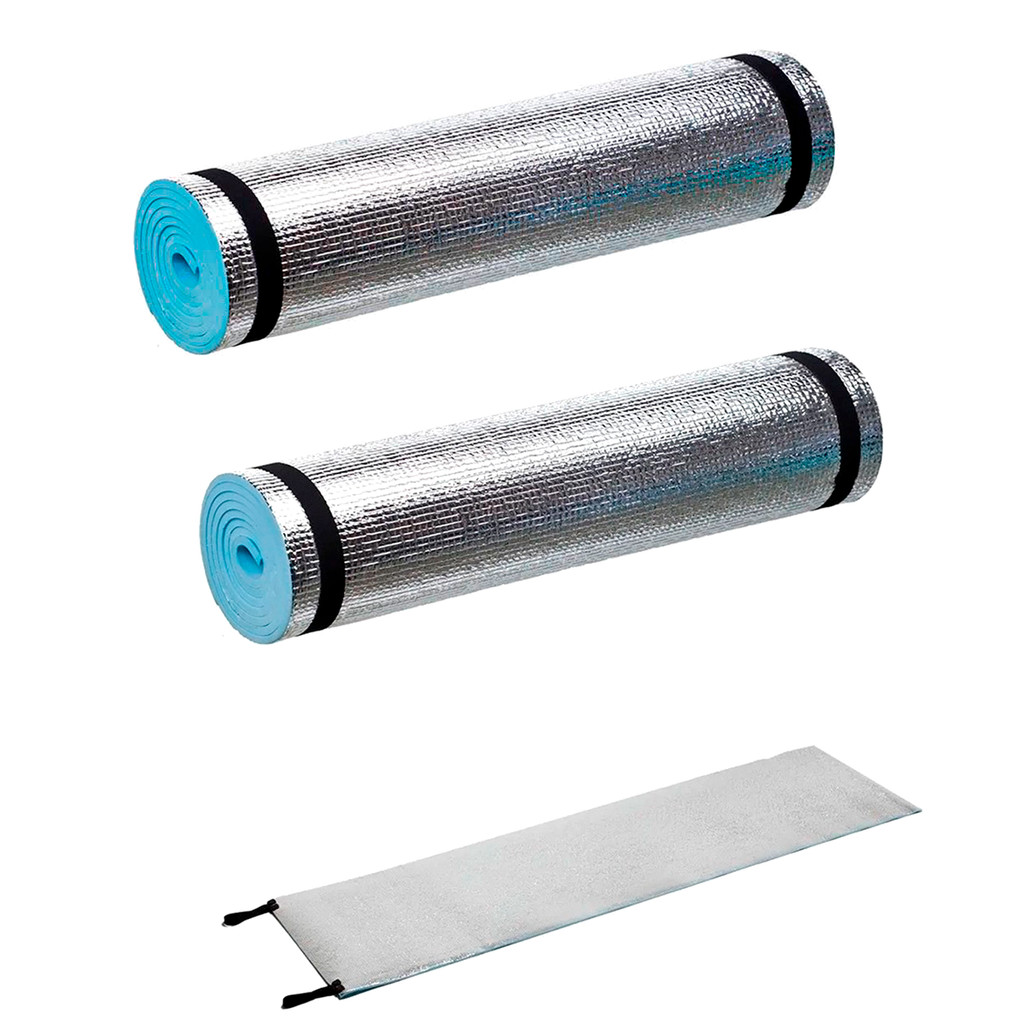 Kit 2x Isolante Colchonete Térmico Aluminizado Guepardo Solteiro 180x50 com EVA Aluminizado Compacto para Camping - Ntk