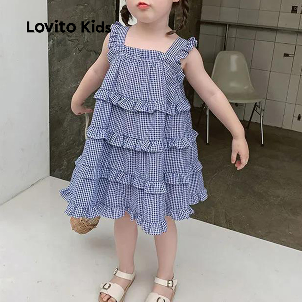 Lovito Kids Vestido Fofo de Camadas com Várias Cores para Menina Ideal para primavera/verão LNL115202 em Oferta na Shopee