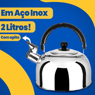 Chaleira Inox com Apito Ferve Rápido Fogão Gás Indução Elétrico em Oferta na Shopee