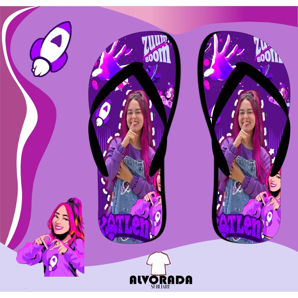 Chinelo Sandalia Katlen Katlenof Ketlen Personalizado Menina Youtuber Personagem Adulto Infantil em Oferta na Shopee