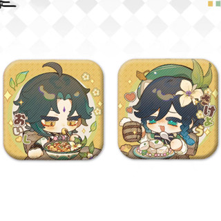 2 Pçs/Set Festa Dos Desenhos Animados Xiao Vigilante Yaksha Venti Jogo Quadrado Crachá Broche Pin Cosplay Emblema Decora em Oferta na Shopee