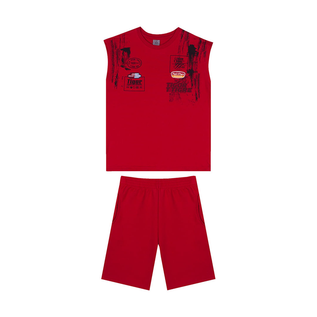 Conjunto Curto Estampado Infantil Masculino Tigor T. Tigre