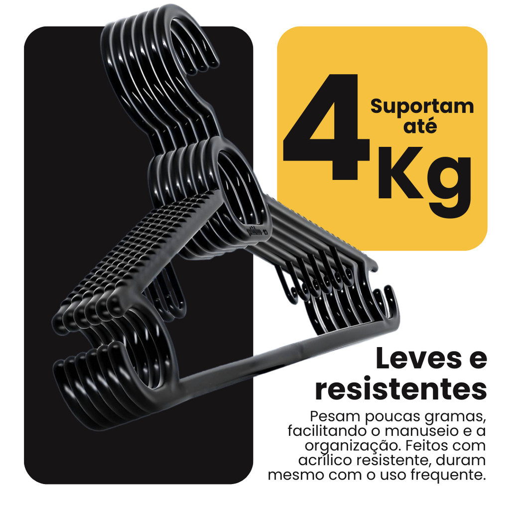 Kit 20, 30, 40, 50, 60, 70, 80, 90 e 100 Cabides Adulto Resistente Qualidade Premium Promoção