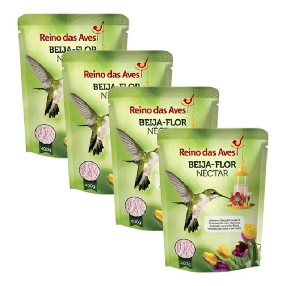 Kit 4un Nectar Para Beija Flor Refil 400g Reino das aves