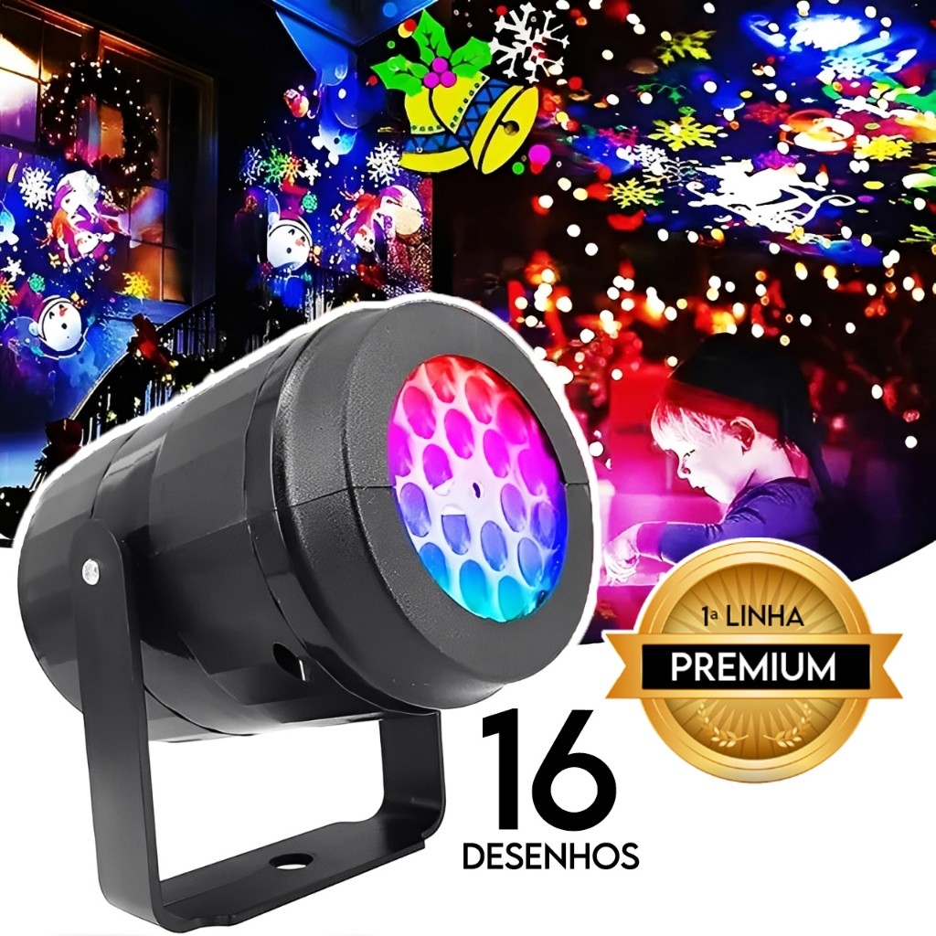 Projetor Led Natal Laser 16 Desenhos Giratório Jardim Refletor Luz de Festa Bivolt