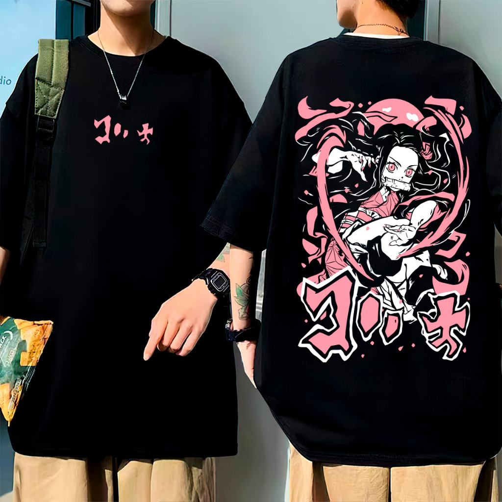 Camiseta Algodão Oversized Anime Mangá Japonês Caçador de Oni Demonio em Oferta na Shopee