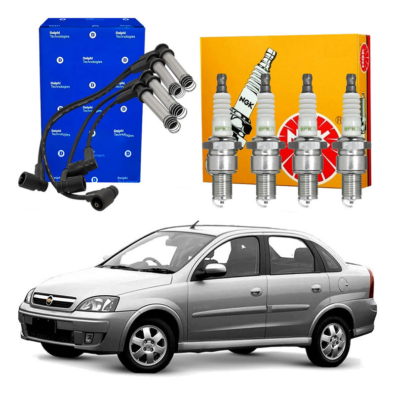 Kit Vela Cabo Ngk Corsa Novo Sedan 1.4 Flex 2007 A 2012 em Oferta na Shopee