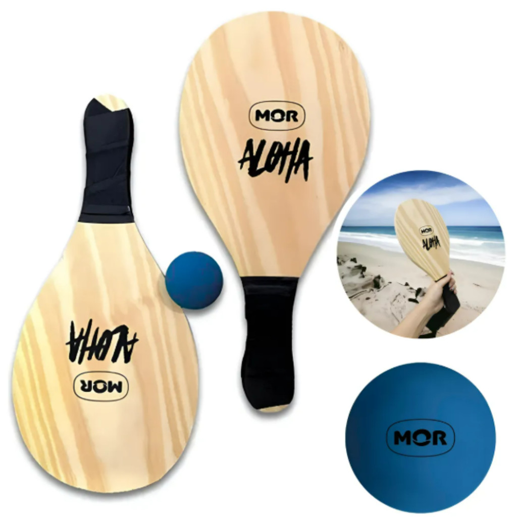 Par Raquete Frescobol Beach Tenis De Praia Mor Profissional em Oferta na Shopee