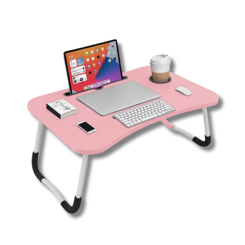 Mesa Multiuso Dobrável Notebook Tablet Estudo Refeição Portátil Rosa